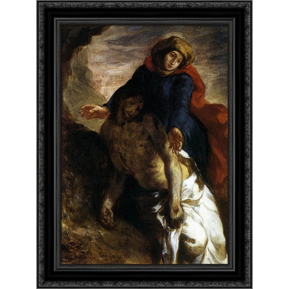 Piet? 20x24 Black Ornate Wood Framed Canvas Art by Delacroix, Eugene