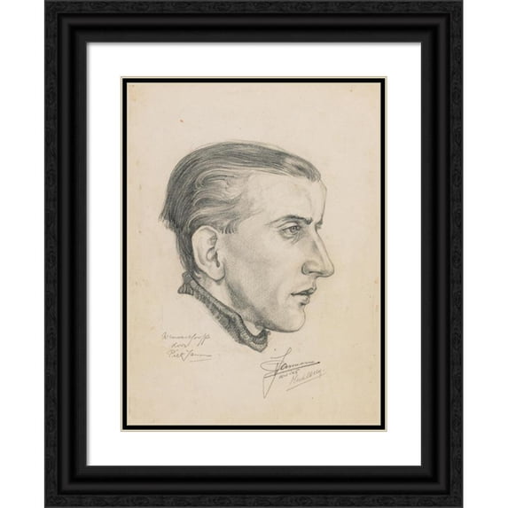 Piet Jansen 14x18 Black Ornate Wood Framed Double Matted Museum Art Print Titled - Portrait of Wim Van Hooff (1944 - 1945)