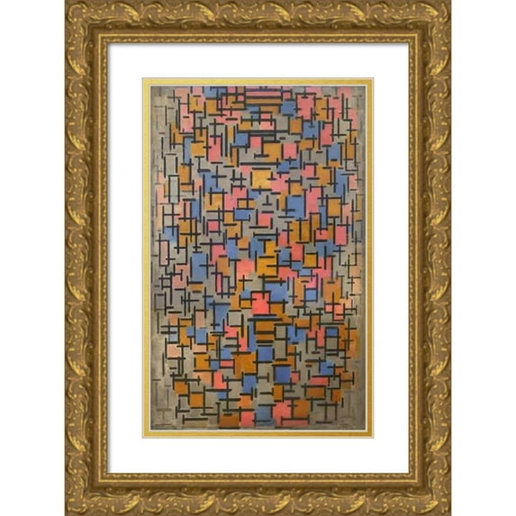 Piet Mondrian 11x14 Gold Ornate Wood Frame and Double Matted Museum Art Print Titled - Composition (1916)