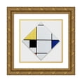 thumbnail image 1 of Piet Mondrian 12x12 Gold Ornate Wood Frame and Double Matted Museum Art Print Titled - Lozenge Composition with Yellow, Black, Blue, Red, and Gray (1921), 1 of 4