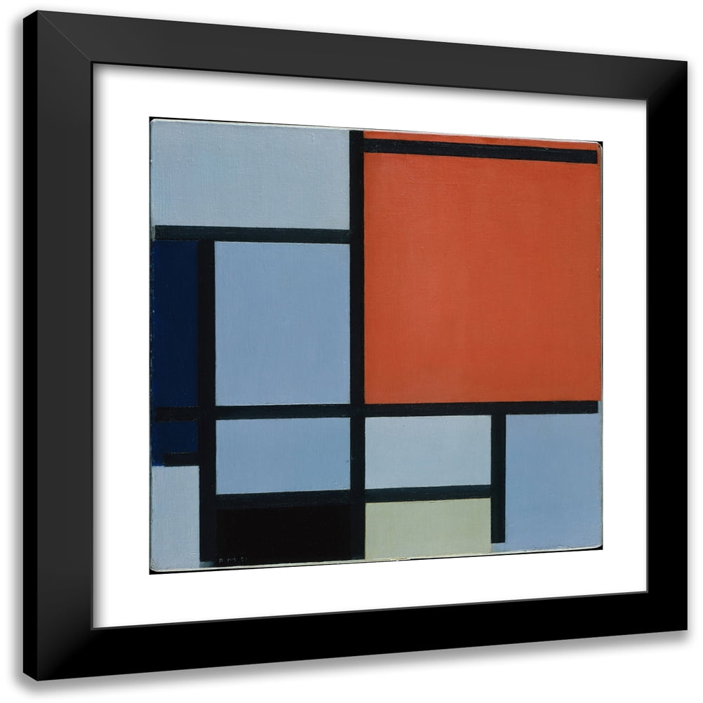 Modrian Framed Piet Mondrian 15x15 Black Modern Framed Museum Art Print Titled ...