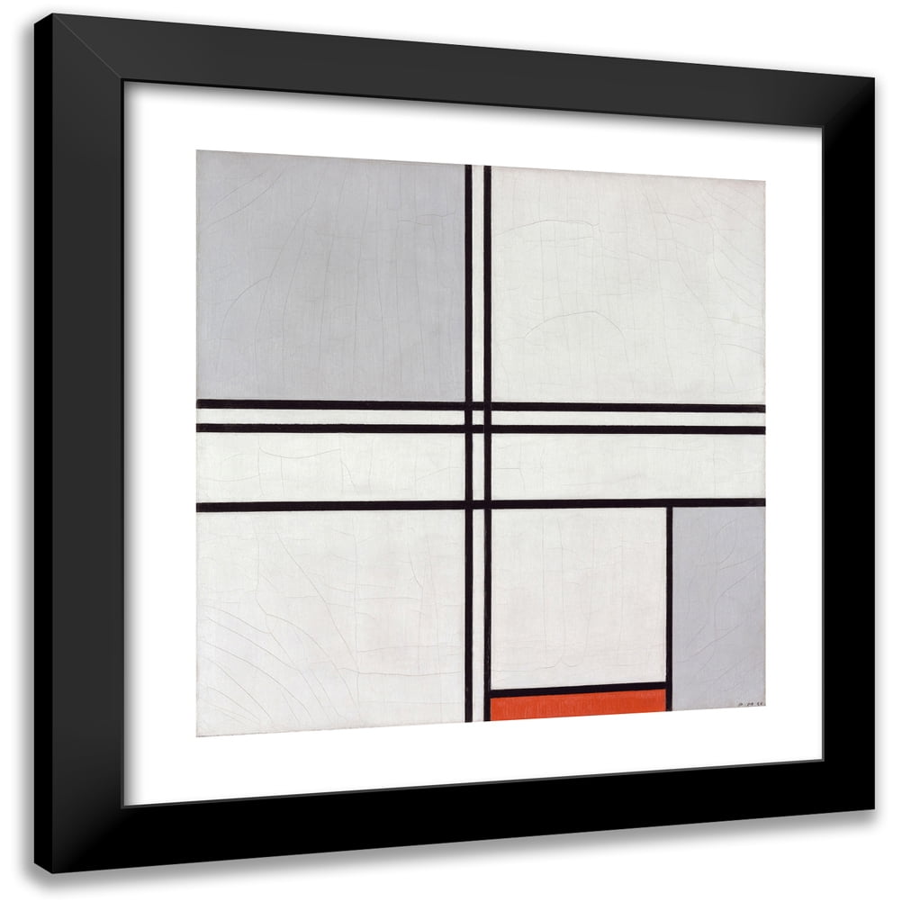 Modrian Framed Piet Mondrian 20x20 Black Modern Framed Museum Art Print Titled ...