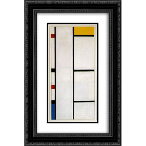 Piet Mondrian 2x Matted 16x24 Black Ornate Framed Art Print 'Composition No. III Blanc-Jaune'