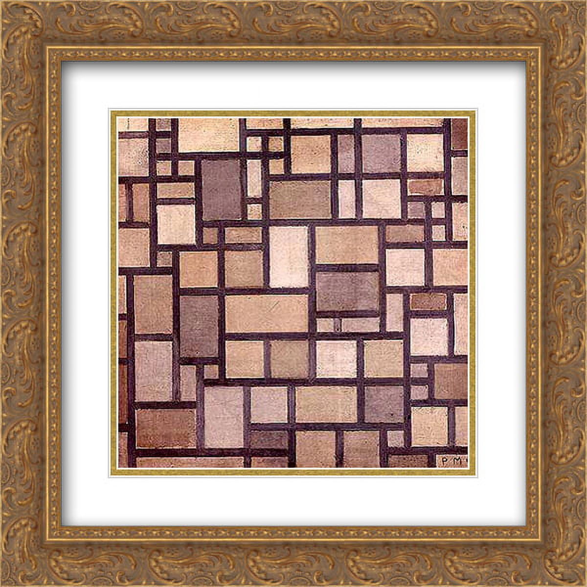 Modrian Framed Piet Mondrian 2x Matted 20x20 Gold Ornate Framed Art Print 'Composition ...