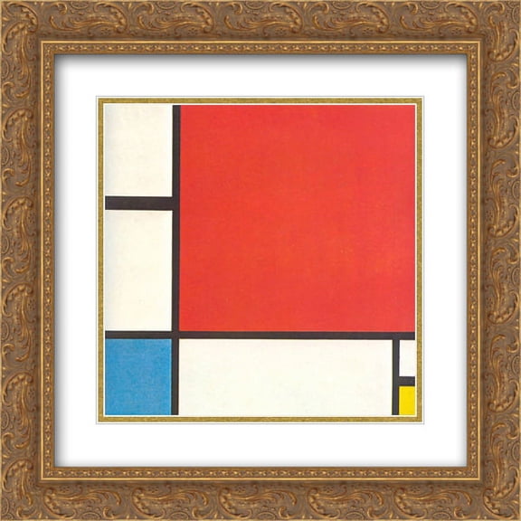 Piet Mondrian 2x Matted 20x20 Gold Ornate Framed Art Print 'Composition with Red, Blue and Yellow '