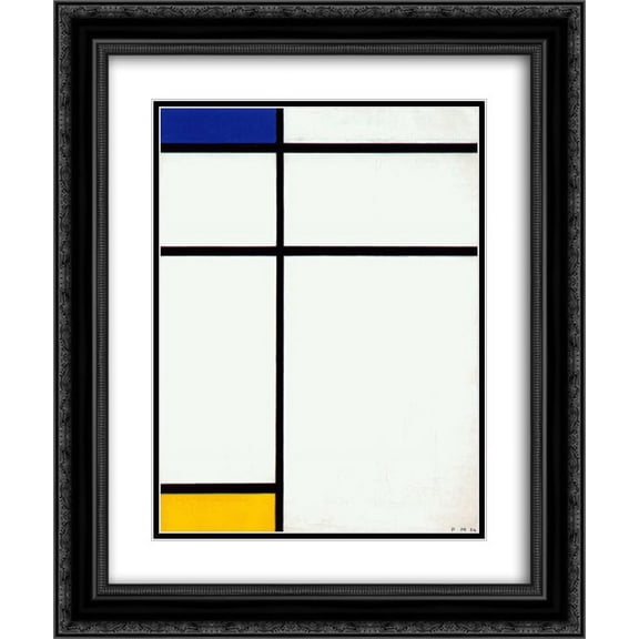 Piet Mondrian 2x Matted 20x24 Black Ornate Framed Art Print 'Composition III with Blue, Yellow and White'