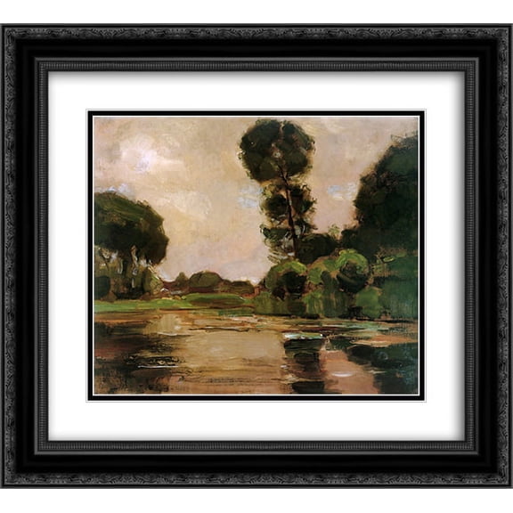 Piet Mondrian 2x Matted 22x20 Black Ornate Framed Art Print 'Lonely tree at the Gein Sun'