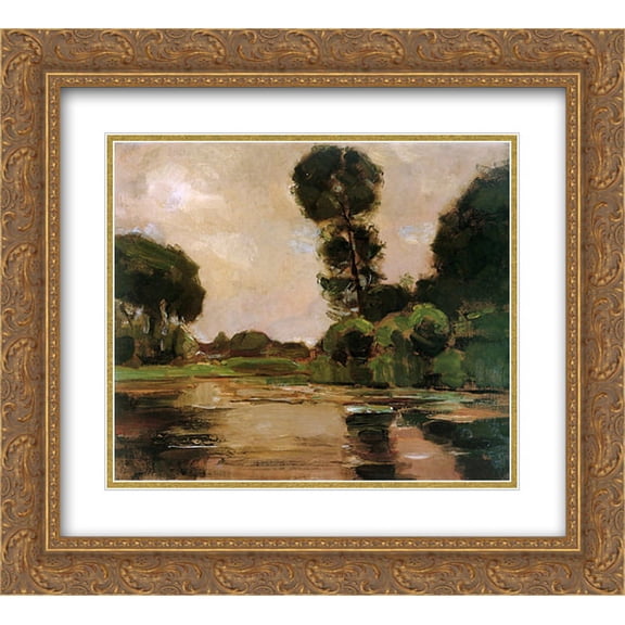 Piet Mondrian 2x Matted 22x20 Gold Ornate Framed Art Print 'Lonely tree at the Gein Sun'