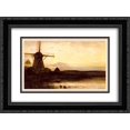thumbnail image 1 of Piet Mondrian 2x Matted 24x18 Black Ornate Framed Art Print 'Mill in the evening', 1 of 2