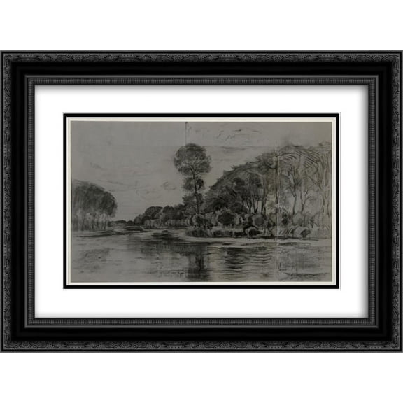 Piet Mondrian 2x Matted 24x20 Black Ornate Framed Art Print 'Lonely tree at the Gein '