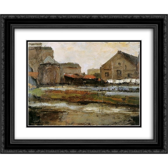 Piet Mondrian 2x Matted 24x20 Black Ornate Framed Art Print 'Schinkelbuurtje Sun'