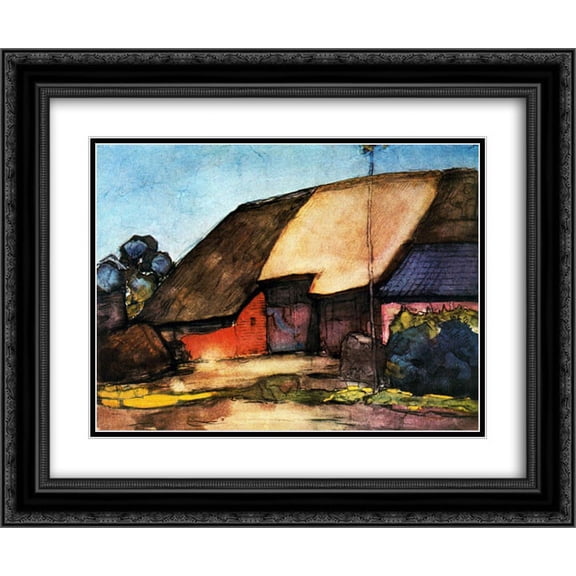 Piet Mondrian 2x Matted 24x20 Black Ornate Framed Art Print 'Small farm on Nistelrode'