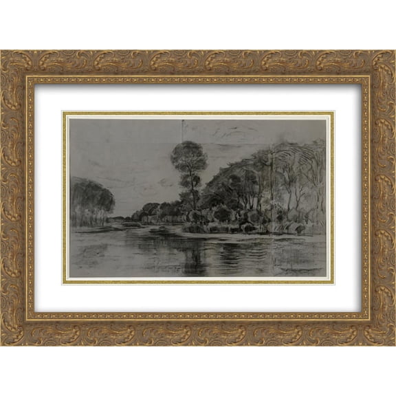 Piet Mondrian 2x Matted 24x20 Gold Ornate Framed Art Print 'Lonely tree at the Gein '