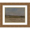 thumbnail image 1 of Piet Mondrian 2x Matted 24x20 Gold Ornate Framed Art Print 'Polder Landscape with a Train and a Small Windmill on the Horizon', 1 of 2