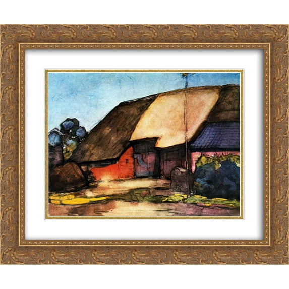 Piet Mondrian 2x Matted 24x20 Gold Ornate Framed Art Print 'Small farm on Nistelrode'
