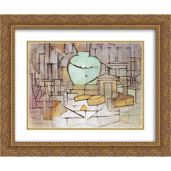 Piet Mondrian 2x Matted 24x20 Gold Ornate Framed Art Print 'Still Life with Gingerpot 2'