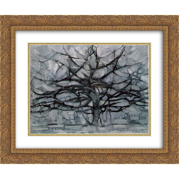 Piet Mondrian 2x Matted 24x20 Gold Ornate Framed Art Print 'The Gray Tree'
