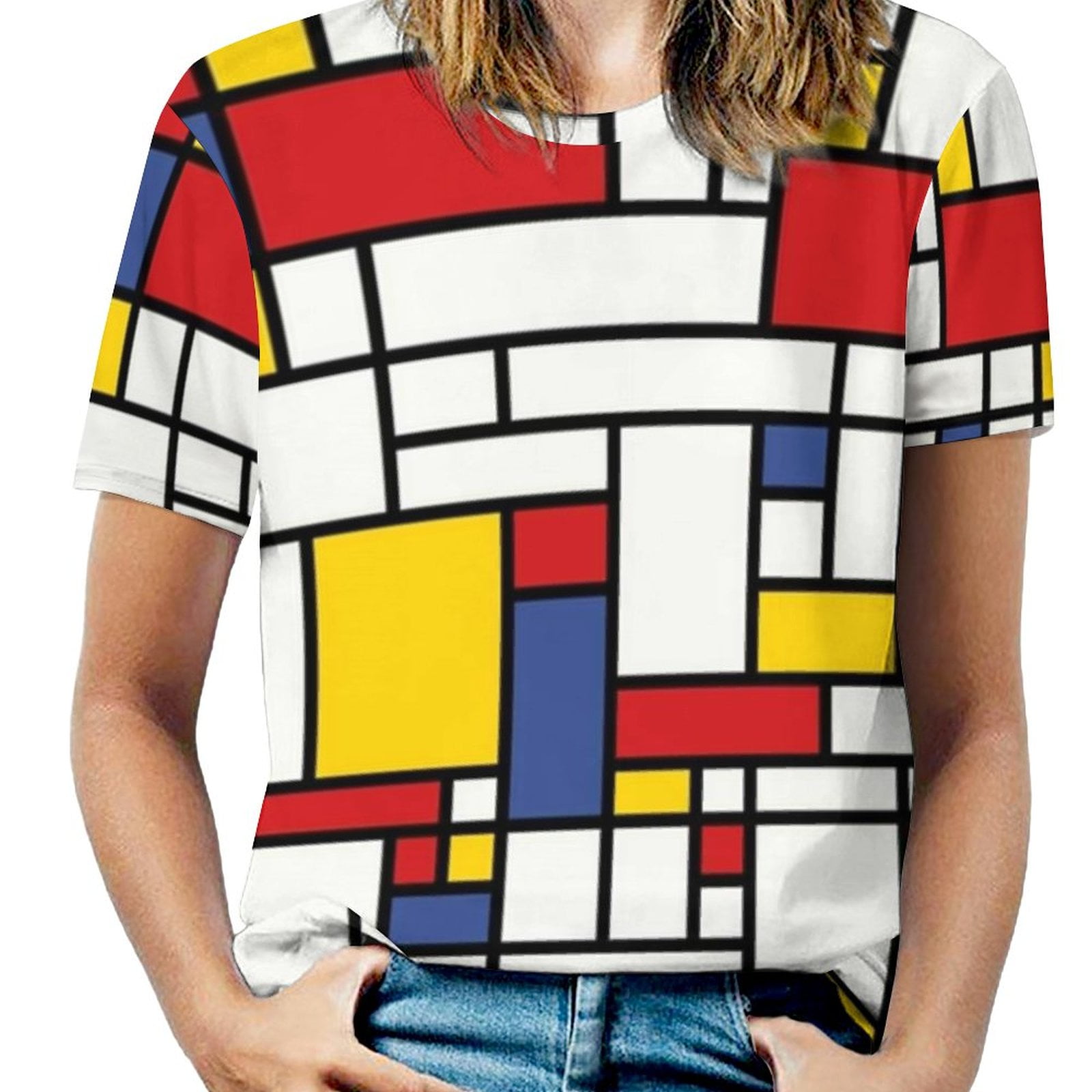 Piet Mondrian Abstract Pop Art 1960S Red Blue Yellow Women's T-Shirt ...
