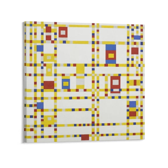 Piet Mondrian Broadway Boogie Woogie Geometric Abstract Art Poster Room Aesthetic Poster Print Art Wall Painting Canvas Posters Gifts Modern Bedroom Decor 28x28inch(70x70cm)