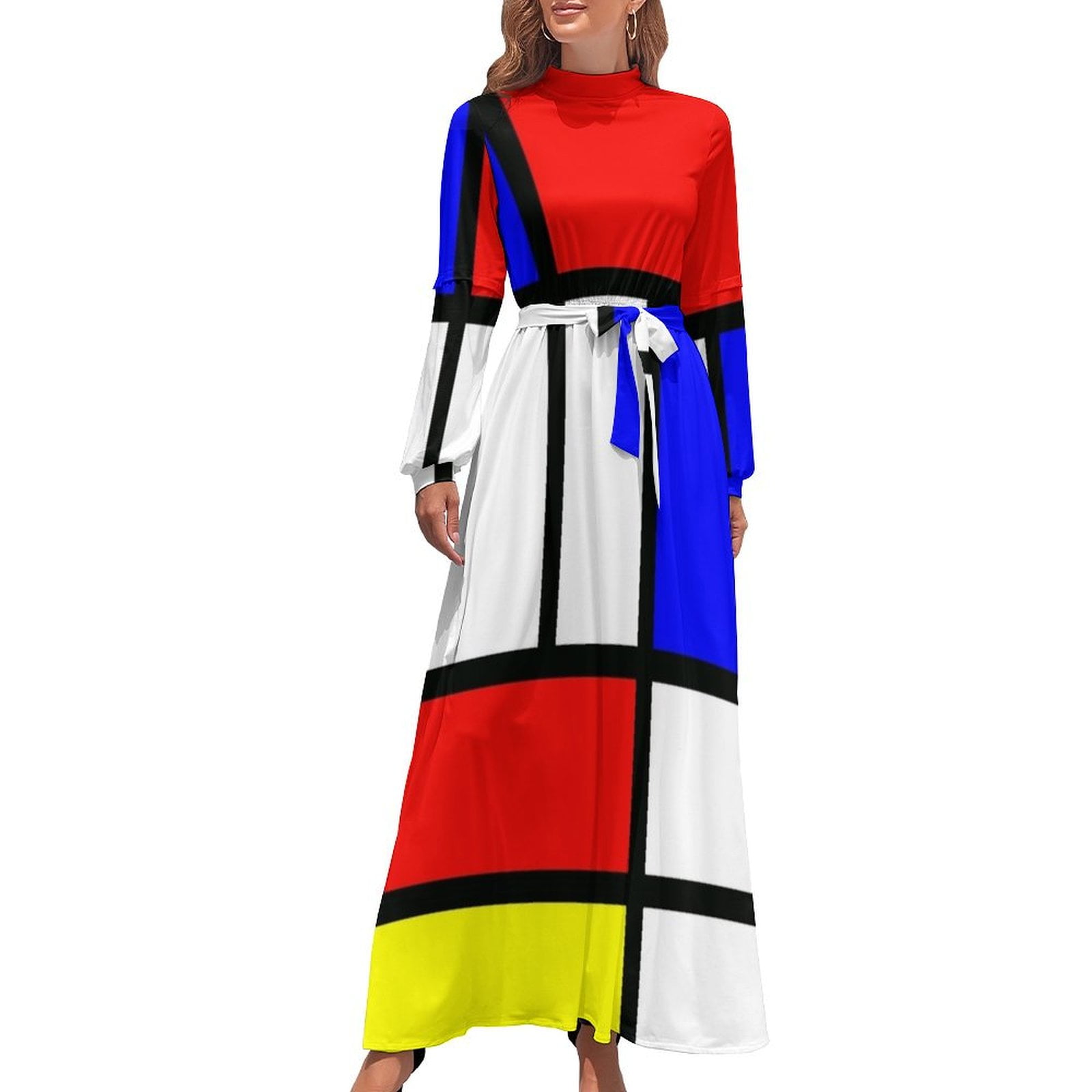 Piet Mondrian Composition 2 Color Block with Red Yellow and Blue Long ...