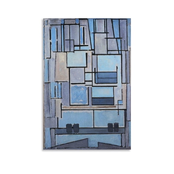 Piet Mondrian Composition In Blue Gray And Pink Geometric Abstract Art Poster Poster Decorative Painting Canvas Wall Art Living Room Posters Bedroom Painting 20x30inch(50x75cm)