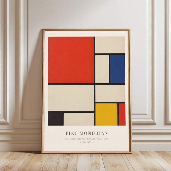 Piet Mondrian Geometric Wall Art Print With Minimal De Stijl And Contemporary Decor Unframed Paper Print