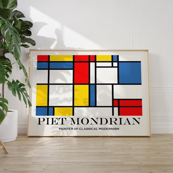 Piet Mondrian Poster - Abstract Dutch Wall Art As Piet Mondrian Print - Modern Mondrian Exhibition - Piet Mondrian Art Wall Art, Modern Wall Decor, 12x18 UNFRAMED