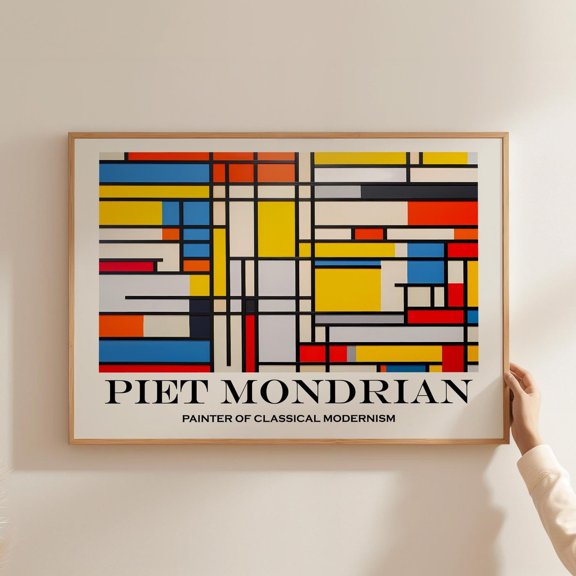 Piet Mondrian Poster - Abstract Dutch Wall Art As Piet Mondrian Print - Modern Mondrian Exhibition - Piet Mondrian Art Wall Art, Modern Wall Decor, 8x12 UNFRAMED
