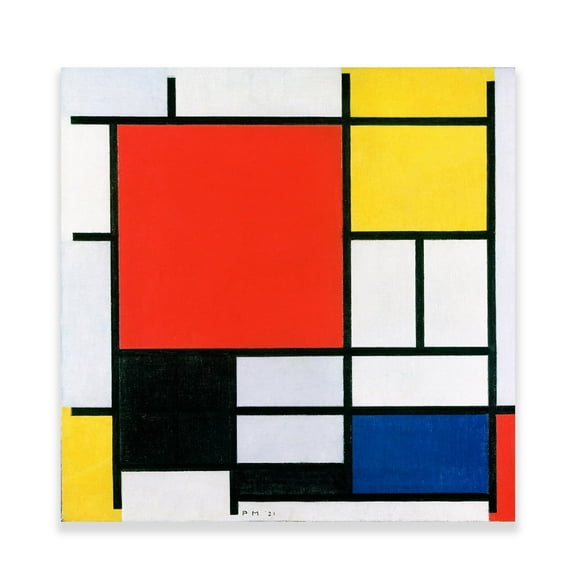 Piet Mondrian Print - Composition in Red, Yellow and Blue Poster - Geometric Wall Art - Modern Art Abstract Geometric Art Print Yellow And Blue Art (Composition in Red, Yellow and