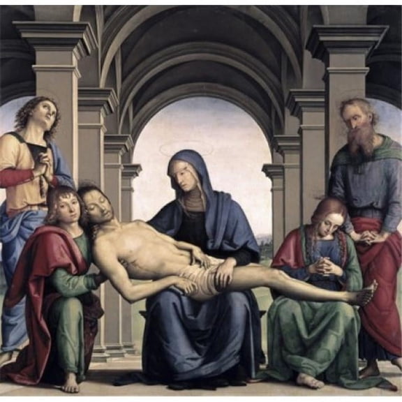 Pieta 1493-94 Pietro Perugino Ca1450-1523 Italian Oil on Panel Galleria degli Uffizi Florence Poster Print - 18 x 24 in.