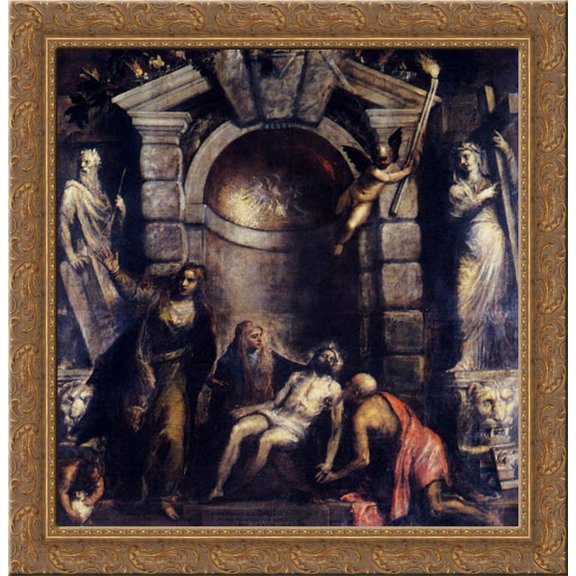 Pieta 20x20 Gold Ornate Wood Framed Canvas Art by Titian