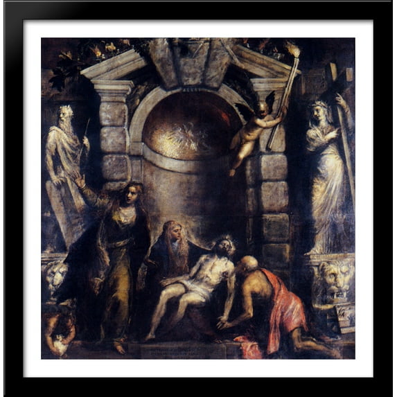 Pieta 28x28 Large Black Wood Framed Print Art by Titian