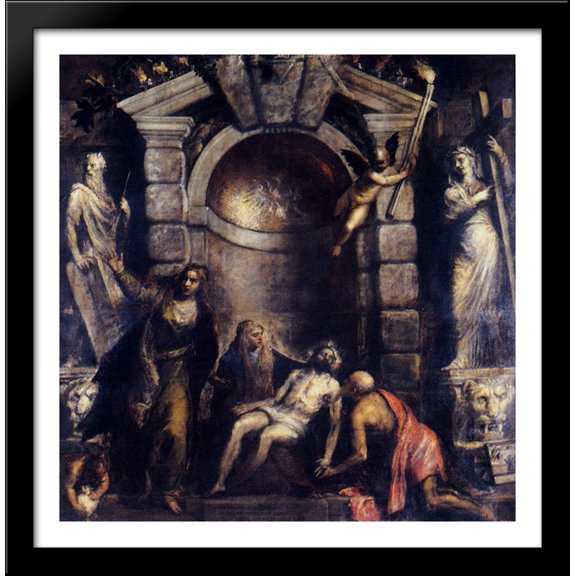 Pieta 28x28 Large Black Wood Framed Print Art by Titian