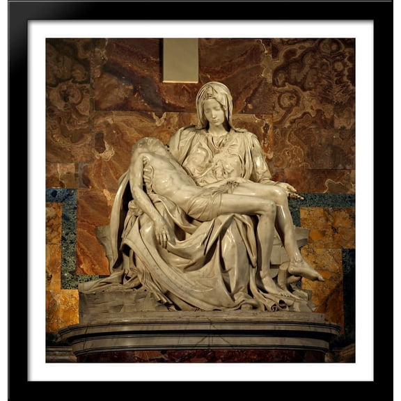 Pieta 28x30 Large Black Wood Framed Print Art by Michelangelo