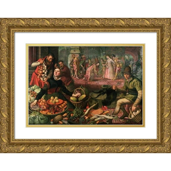 Pieter Aertsen 24x18 Gold Ornate Framed and Double Matted Museum Art Print Titled - Christ and the Woman Taken in Adultery