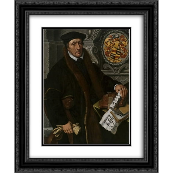 Pieter Aertsen 2x Matted 20x24 Black Ornate Framed Art Print 'Portrait of Simon Marten Dircsz'