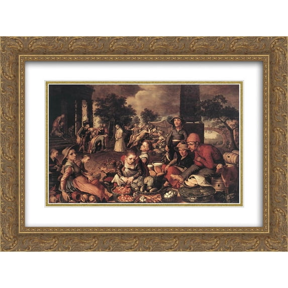 Pieter Aertsen 2x Matted 24x20 Gold Ornate Framed Art Print 'Christ and the Adulteress'