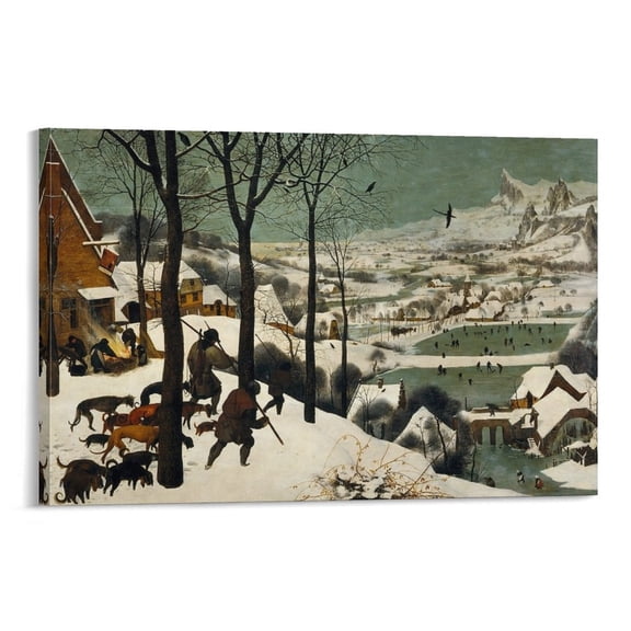 Pieter Bruegel The Elder - Hunters in The Snow (Winter) Artworks Picture Print Poster Wall Art Painting Canvas Gift Decor Home Posters Decorative 12x18inch(30x45cm)