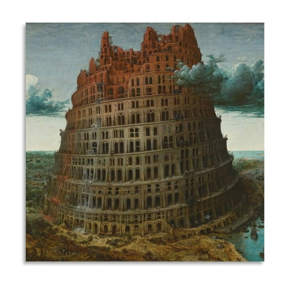 Pieter Bruegel The Elder The Tower of Babel Painting Art Poster Artworks Canvas Poster Room Aesthetic Wall Art Prints Home Modern Decor Gifts 16x16inch(40x40cm)