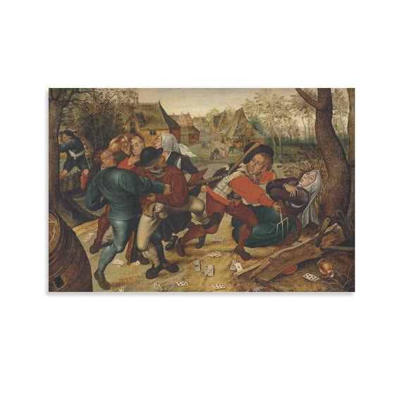 Pieter Bruegel Painting A Country Brawl Art Prints Canvas Poster Canvas Poster Wall Art Picture Prints Hanging Photo Gift Decor Home Posters Artworks 16x24inch(40x60cm)