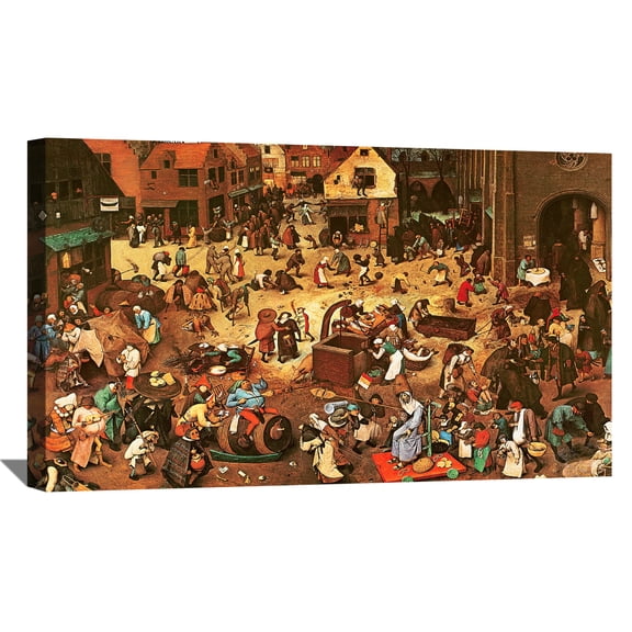 Pieter Bruegel The Elder Painting The Fight Between Carnival And Lent By Pieter Brueghel Canvas Art Framed Wall Art