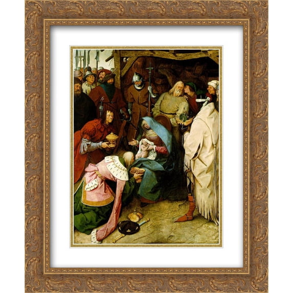 Pieter Bruegel the Elder 2x Matted 20x24 Gold Ornate Framed Art Print 'The Adoration of the Kings'