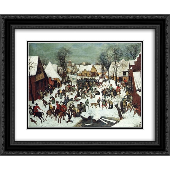 Pieter Bruegel the Elder 2x Matted 24x20 Black Ornate Framed Art Print 'The Slaughter of the Innocents'