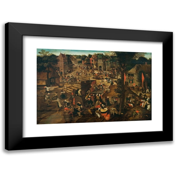 Pieter Brueghel The Younger 14x11 Black Modern Framed Museum Art Print Titled - A Village Fair (Village Festival in Honour of Saint Hubert and Saint Anthony)