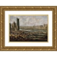 thumbnail image 1 of Pieter Casteels 24x18 Gold Ornate Framed and Double Matted Museum Art Print Titled - La Tour De Nesle and Le Louvre (1685), 1 of 4