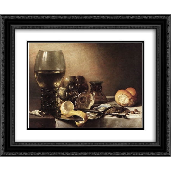 Pieter Claesz 2x Matted 24x20 Black Ornate Framed Art Print 'Still Life with Oysters '