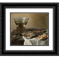 thumbnail image 1 of Pieter Claesz 2x Matted 24x20 Black Ornate Framed Art Print 'Still Life with Silver Brandy Bowl, Wine Glass, Herring and Bread ', 1 of 2
