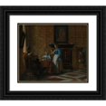 thumbnail image 1 of Pieter De Hooch 17x15 Black Ornate Wood Framed Double Matted Museum Art Print Titled - Leisure Time in an Elegant Setting (ca. 1663-65), 1 of 5