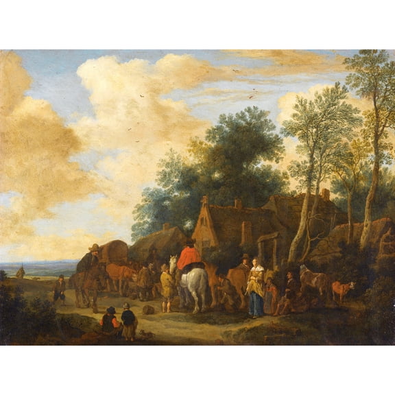 Pieter De Molijn Halting At Roadside Inn Painting Extra Large XL Wall Art Poster Print
