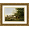 thumbnail image 1 of Pieter Gerardus van Os 18x14 Gold Ornate Wood Frame and Double Matted Museum Art Print Titled - Landscape with Cattle (1806), 1 of 4